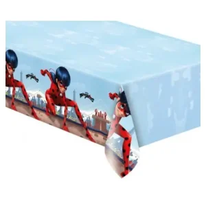Față de Masă Miraculous Ladybug (180x120cm) - Decor Petrecere Plastic Fata de masa party din folie de plastic cu imprimeu Miraculous Buburuza si Motanul Noir dimensiune 180x120 cm pentru aniversari copii.