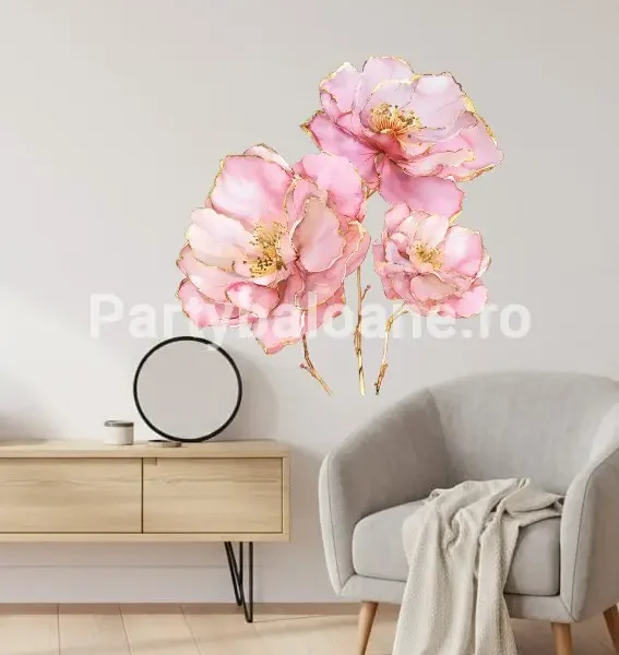 FLORI ROZ STICKER DECORATIV PENTRU PERETE - COD 478B