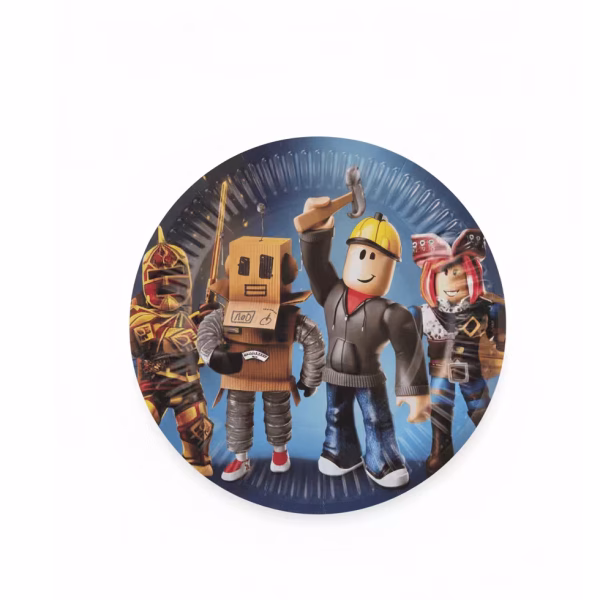 Farfurii Party Roblox – Set 10 Bucăți Carton 18 cm (Decor Gaming) O farfurie rotundă din carton pentru desert