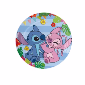 Farfurii Party Stitch și Angel – Set 10 Bucăți Carton 23cm (Decor Tropical) O farfurie rotundă de petrecere din carton