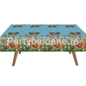 Față de Masă Party Safari & Junglă (180x120 cm) - Decor Tematic Copii Fata de masa party din plastic cu imprimeu animale safari jungla elefant girafa leu maimuta zebra pentru aniversare copii.