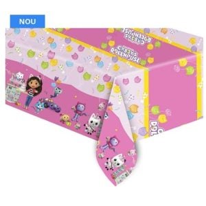 Față de Masă Gabby's Dollhouse (120x180cm) - Decor Petrecere Plastic Fata de masa party din folie de plastic cu imprimeu Casa de Papusi a lui Gabi dimensiune 120x180 cm pentru aniversari fetite.