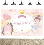 Fundal Foto Balerina si Unicorn – Decor Aniversare 210x130 CM COD 637B