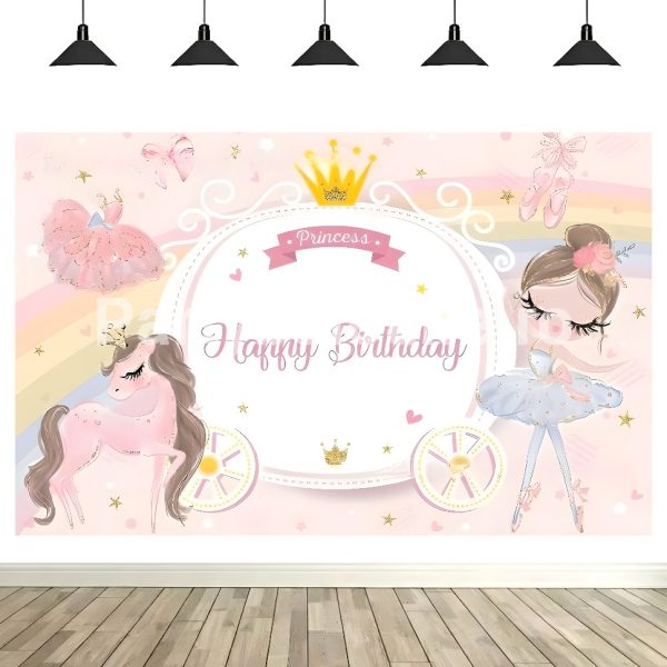 Fundal Foto Balerina si Unicorn – Decor Aniversare 210x130 CM COD 637B