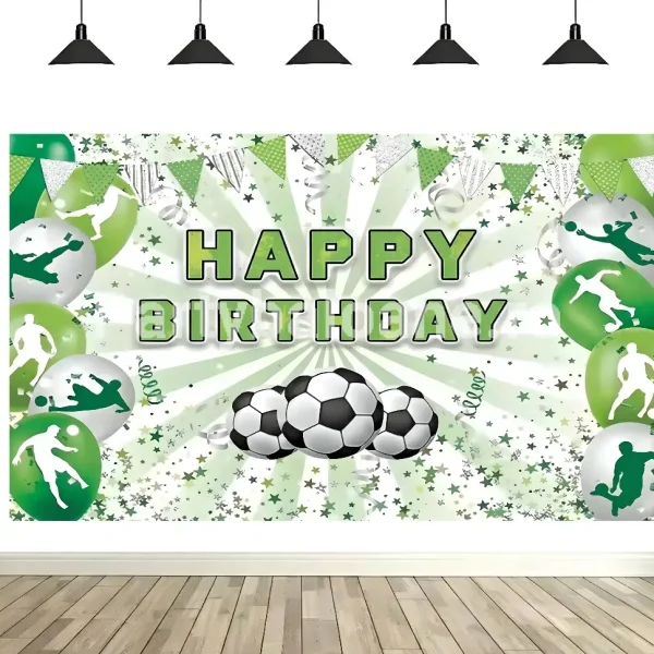 Fundal Foto Fotbal – Decor Aniversare Premium Fundal foto textil aniversare tematica fotbal cu mingi de fotbal