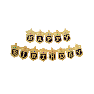 GHIRLANDA DIN BALOANE FOLIE - HAPPY BIRTHDAY AURIU CU NEGRU