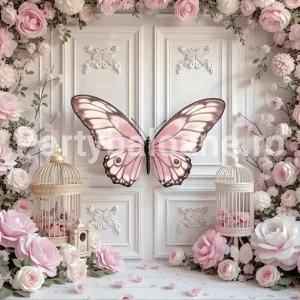 BACKGROUND TEXTIL PENTRU ARANJAMENT ARCADA FLORI SI FLUTURI - COD 379B