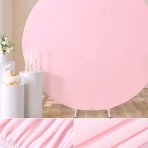 Husă Roz Pal Arcadă Metalică Rotundă 2 Metri – Material Elastic Opac O husă roz pal (pudrat) pentru arcadă metalică