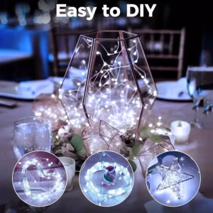Instalație LED Albă 1m cu Baterii Incluse Decor Festiv Instalație LED alb rece pe fir flexibil