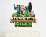 Topper Tort Personalizat Minecraft – Decor Aniversar cu Cifra și Text TOPPER MINECRAFT PERSONALIZAT CU NUME PENTRU TORT