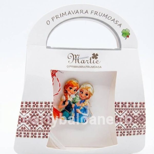 Mărțișor Broșă Frozen Elsa și Anna 3cm - Cadou Fetițe Cutie Tematică Martisor brosa metalica Frozen Elsa si Anna 3 cm in cutie cadou tip gentuta cu motive traditionale