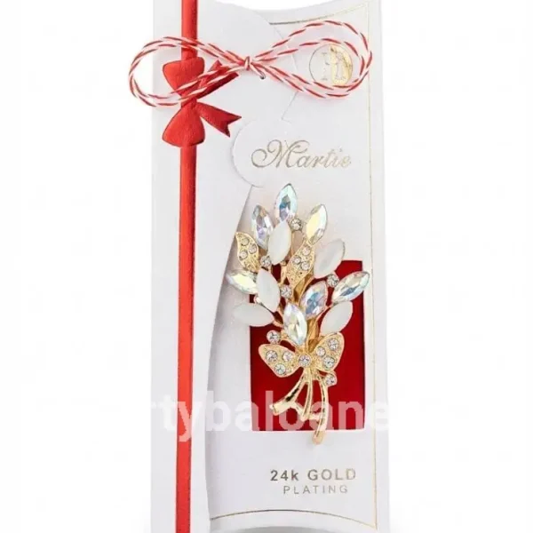 Mărțișor Broșă Ramură Placată cu Aur 24K