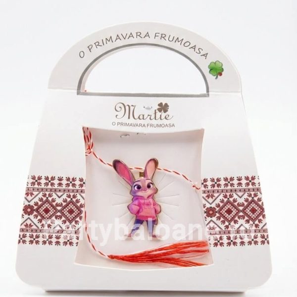 Mărțișor Broșă Zootopia Judy Hopps 3cm - Cadou Fetițe Cutie Tematică Martisor brosa metalica Judy Hopps Zootopia iepuras in cutie cadou tip gentuta cu motive traditionale