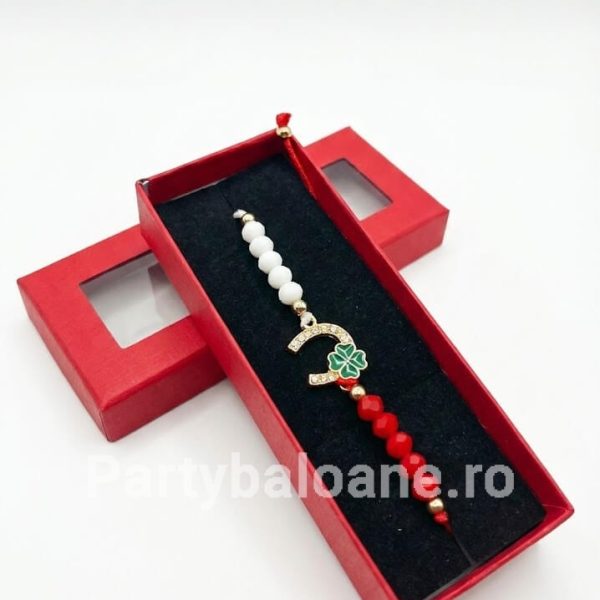 Mărțișor Premium Brățară în Cutie Cadou - Modele Norocoase 1 Martie Model 33 Martisor premium bratara cu perle si talismane norocoase in cutie rosie cadou 1 martie