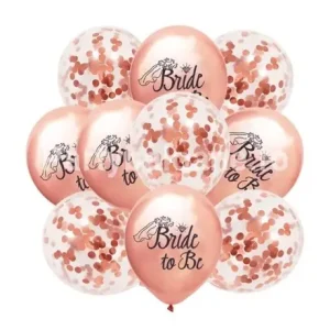 SET 10 BALOANE LATEX ROSE GOLD - BRIDE TO BE 30 CM