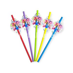 Set Paie Kpop Demon Hunters – Decor Petrecere Tematică 10bucSet 10 paie de baut scurte cu ornament tematic Kpop Demon Hunters pentru petrecere