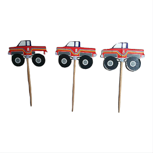 Set 12 Toppere Decorative Masini Monster Truck (Toppere Briose) Un set de scobitori decorative pentru briose si candy bar