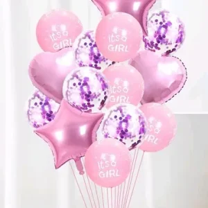 SET 14 BALOANE FOLIE SI LATEX ITS A GIRL - ROZ