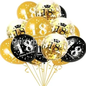 SET 15 BALOANE LATEX HAPPY BIRTHDAY 18 MAJORAT - 30 CM