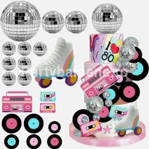 Set Toppere 3D Tort Kpop Demon Hunters Disco – 20 Piese Retro Set complet 20 toppere 3D pentru tort cu tematica Kpop Demon Hunters Disco