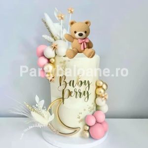 Set 21 Toppere Tort 3D Ursuleț Fetițe – Bile Roz