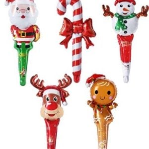 SET 5 BALOANE FOLIE FIGURINE CU TIJA - MOS CRACIUN 50 CM