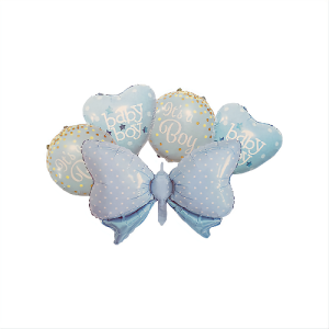 SET 5 BALOANE FOLIE ITS A BOY CU FUNDA BLEU