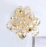 SET 5 BALOANE LATEX TRANSPARENTE CU CONFETTI STELUTE AURII 30 CM