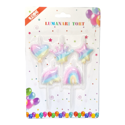 Set 5 Lumânări Tort Pastelate