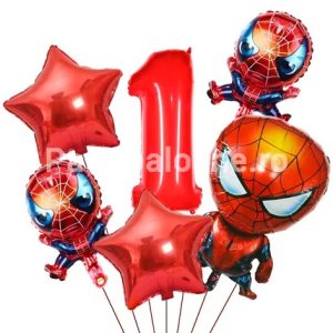 SET 6 BALOANE FOLIE SPIDERMAN CU CIFRA 1