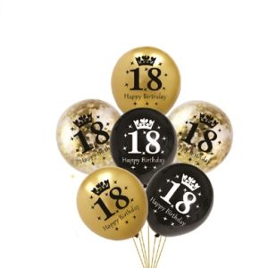 SET 6 BALOANE LATEX HAPPY BIRTHDAY 18 MAJORAT - 30 CM