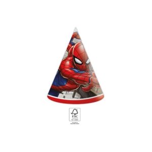Coifuri Party Spiderman (Set 6 buc) - Accesorii Aniversare Copii Supereroi Set 6 coifuri party din carton cu imprimeu Spiderman pentru aniversari copii tematica supereroi.
