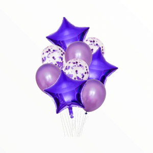 SET 9 BALOANE FOLIE SI LATEX CU STELE MOV