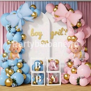 SET ARANJAMENT BALOANE - GENDER REVEAL BOY OR GIRL CU FUNDITE SI BEBELUSI