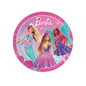 Farfurii Party Barbie (Set 8 buc) - Decor Masă 23cm Aniversare Set 8 farfurii party din carton cu imprimeu Barbie dimensiune 23 cm pentru aniversari fetițe.