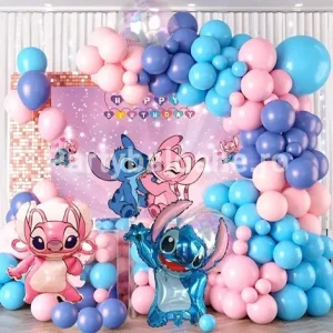 SET GHIRLANDA CU BALOANE SI BACKGROUND TEXTIL - STITCH SI LILO