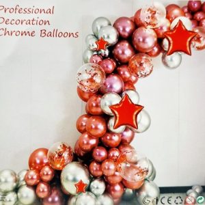 SET GIRLANDA CU BALOANE IN NUANTE DE ARGINTIU CHROME SI ROZ CHROME