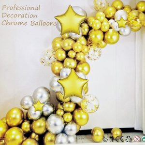 SET GIRLANDA CU BALOANE IN NUANTE DE AURIU CHROME SI ARGINTIU CHROME