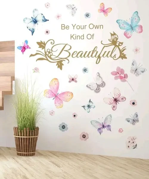 STICKER DECORATIV CU FLUTURASI - BE YOUR OWN KIND OF BEAUTIFUL