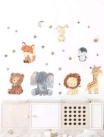 STICKER DECORATIV PENTRU PERETE ANIMALUTE SAFARI CU STELUTE SI LUNA COD 236 - imagine 2