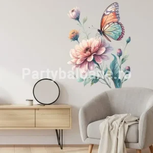 STICKER DECORATIV PENTRU PERETE - FLORI CU FLUTURE COD 473B