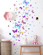 STICKER DECORATIV PENTRU PERETE - SET CU FLUTURASI MULTICOLOR - imagine 2