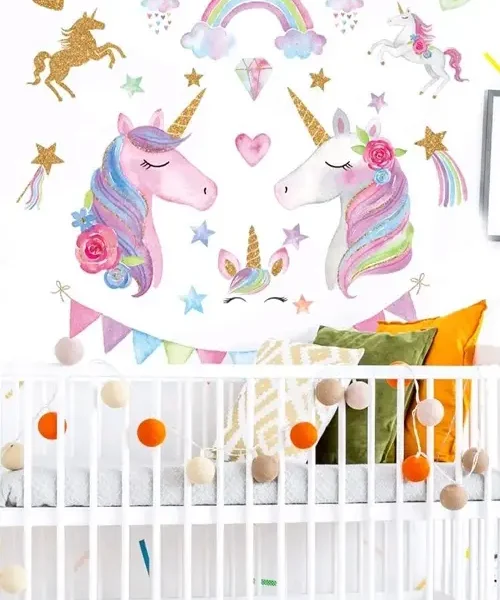 STICKER DECORATIV - UNICORNI SI CURCUBEU