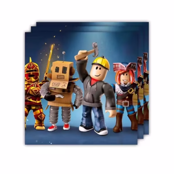 Set 20 Servetele Roblox Șervețele Party Roblox – Set 20 Bucăți Decor Masă 33x33 cm Trei șervețele de masă din hârtie pentru petreceri