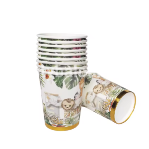 Set 10 Pahare Safari Cartonate pentru Zile de Nastere