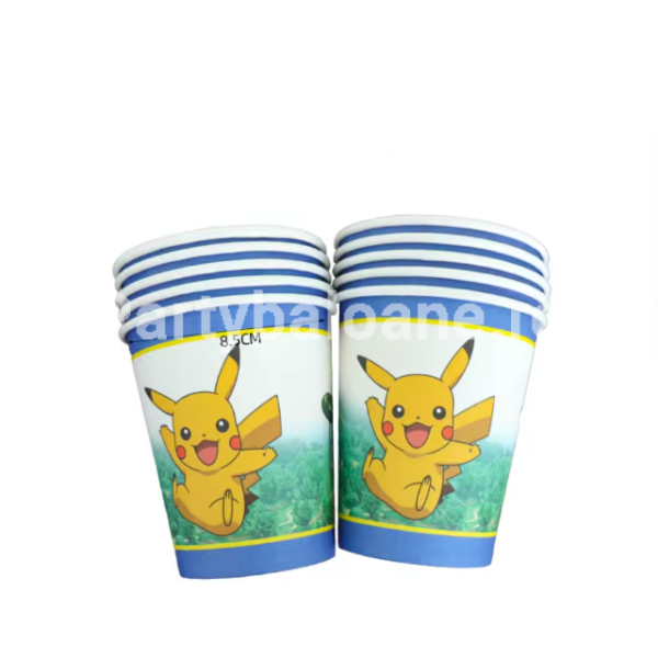 Set 10 pahare din carton cu Pokemon - 18 CM