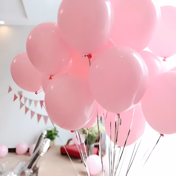 Set 100 Baloane Latex Roz Macaron (Roz Pastel Baby Pink) 30 cm Un buchet de baloane din latex de 30 cm complet umflate