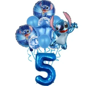 Set 11 baloane folie si latex cu cifra 5 - Stitch