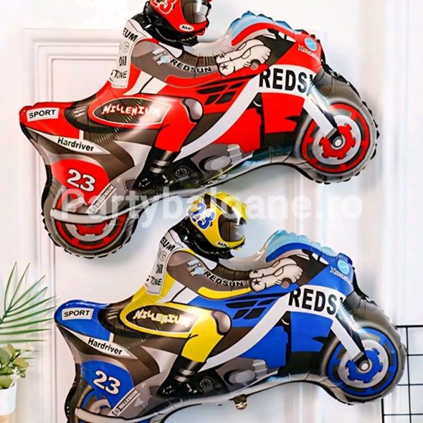 Set 2 Baloane Folie Tematică Curse Racing – Motociclete Sport Roșie și Albastră