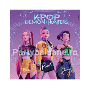 Set Șervețele Party K-Pop Demon Hunters 33cm Set 20 servetele party K-Pop Demon Hunters cu personaje animate pentru petreceri tematice